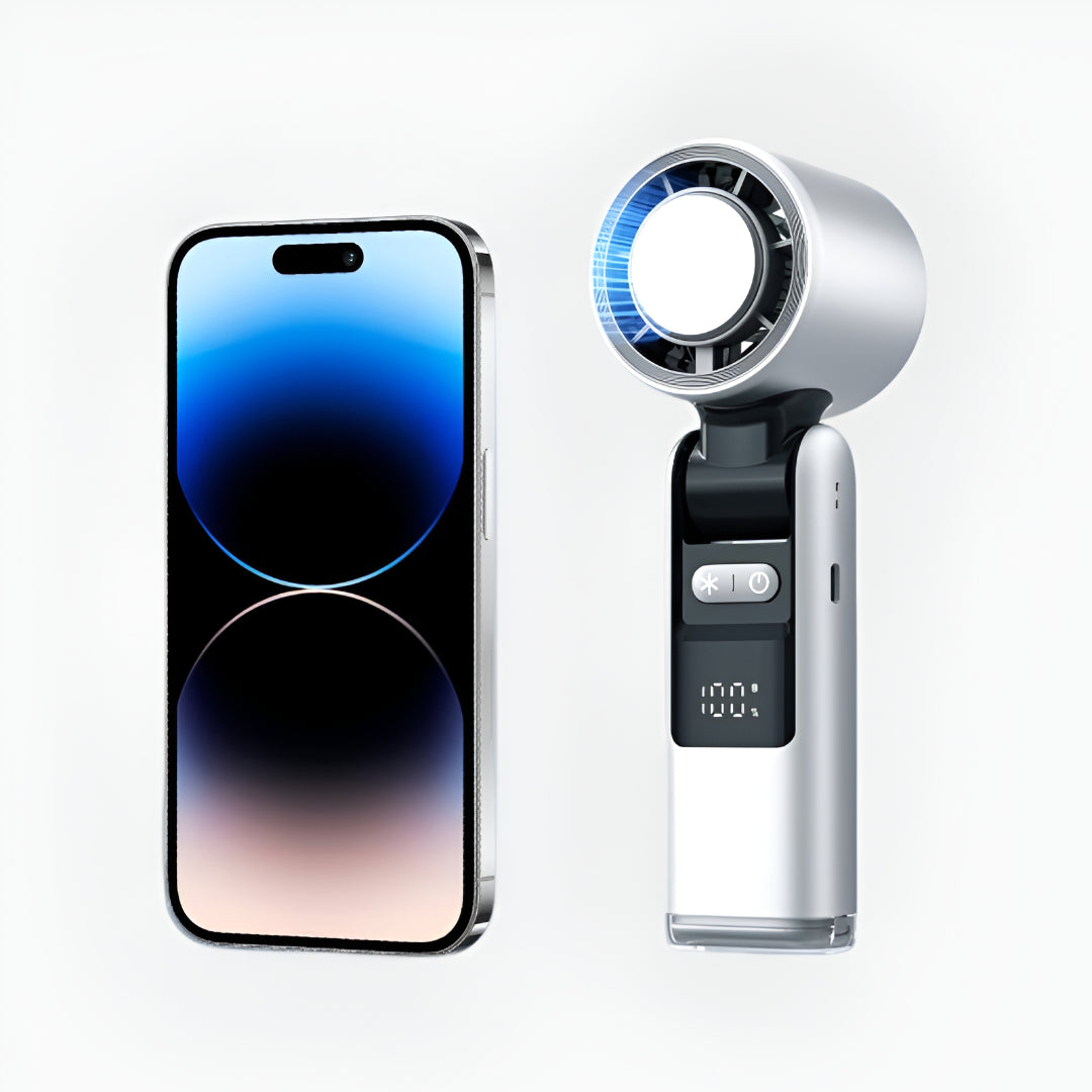 Rechargeable Portable Handheld Fan — Clear Digital Display