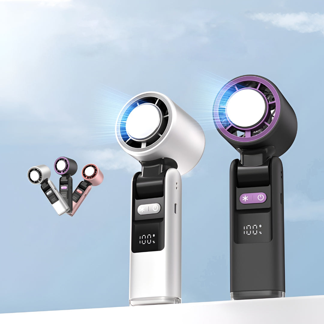 Rechargeable Portable Handheld Fan — Clear Digital Display