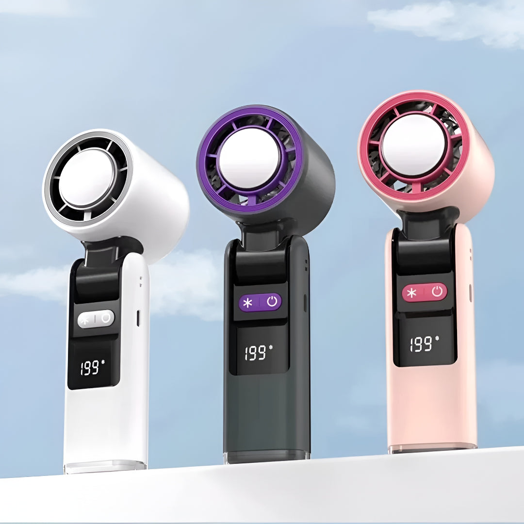 Rechargeable Portable Handheld Fan — Clear Digital Display