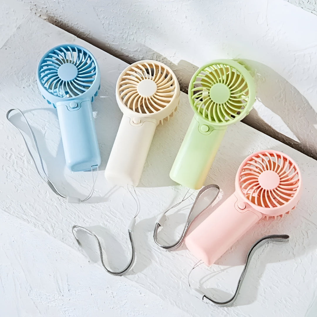 Ventilatore portatile compatto alimentato a batteria, comandi semplici