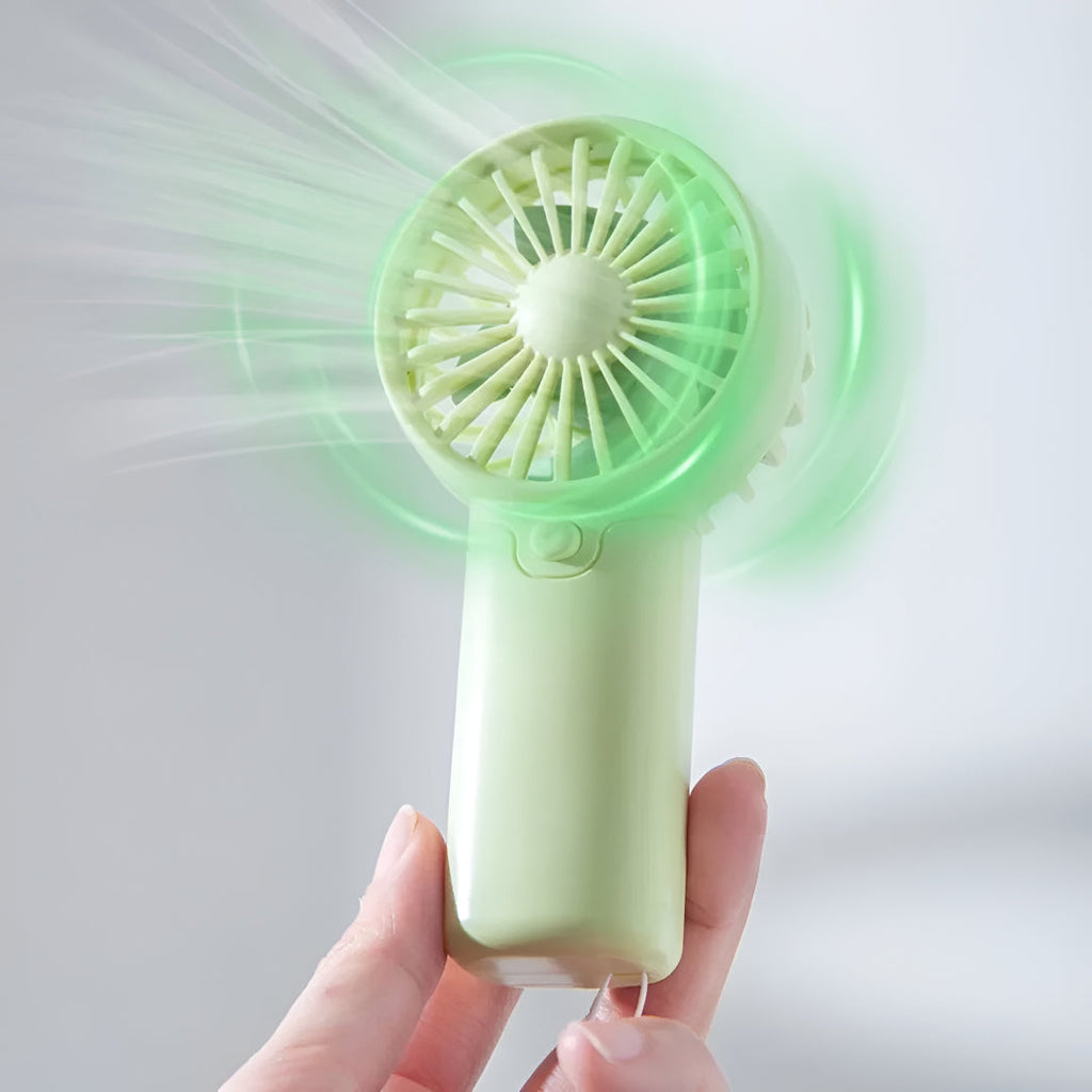 Ventilatore portatile compatto alimentato a batteria, comandi semplici