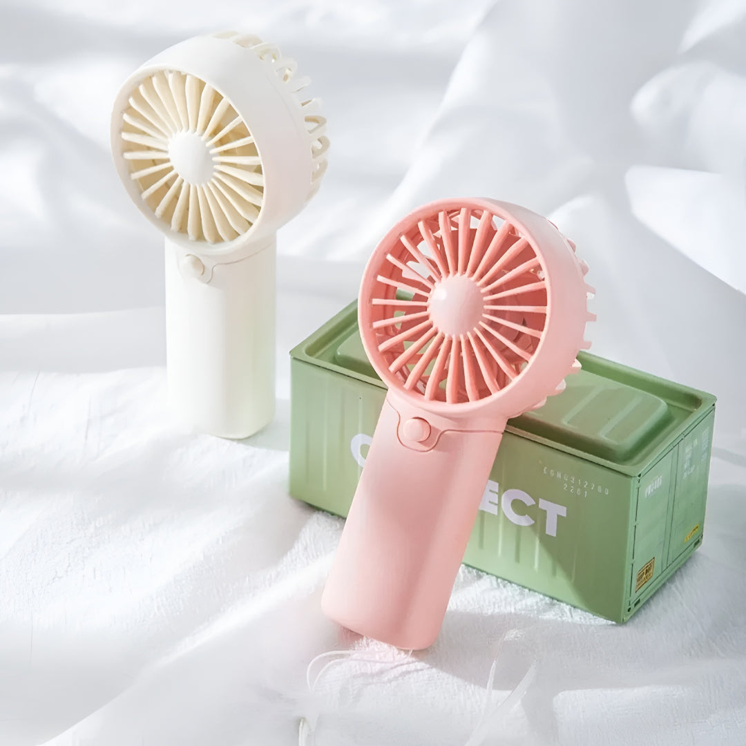Ventilatore portatile compatto alimentato a batteria, comandi semplici