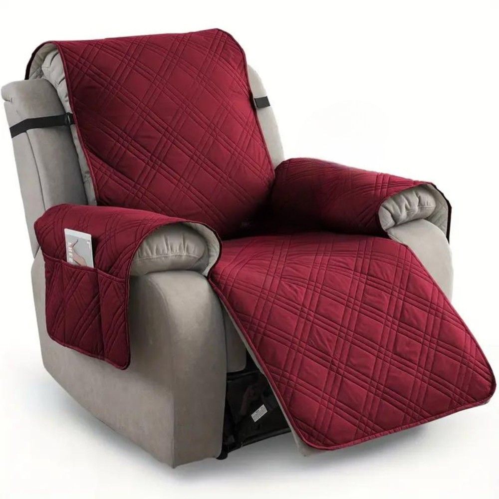 Quilted Recliner Slipcover Designed For Secure Fit And Protection