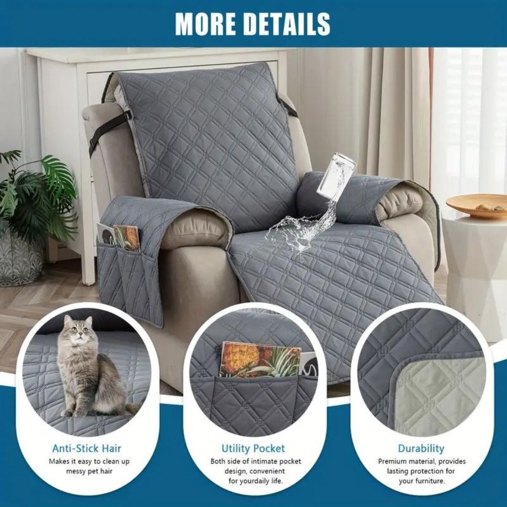 Quilted Recliner Slipcover Designed For Secure Fit And Protection