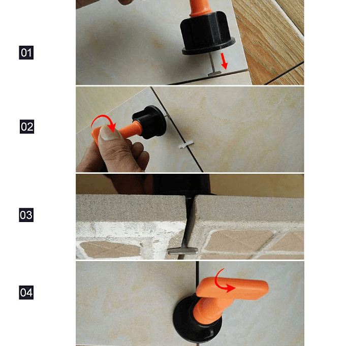 Sistema reutilizável de nivelamento de azulejos com pinos em T | ribuella