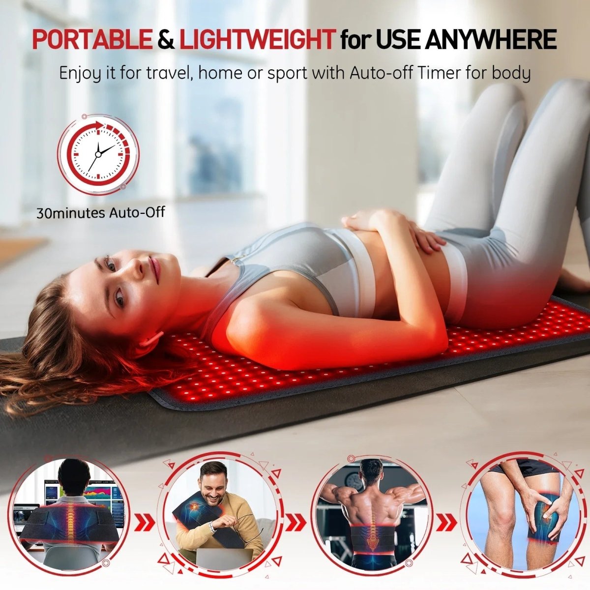 TranquilGlow Red Light Therapy Heating Pad With Radiant Infrared Heat