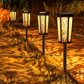 Retro solarne lampy ścieżkowe, montowane w gruncie, ABS, LED, wodoodporne, z czujnikiem zmierzchu i świtu | ribuella