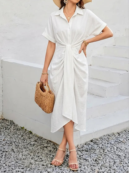 Robe Chemisier Drapée Chic