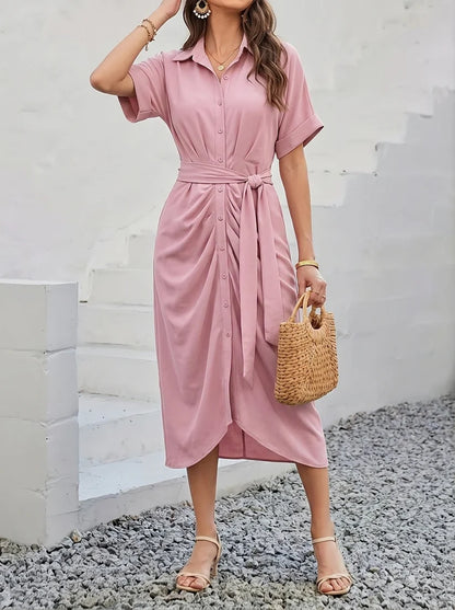 Robe Chemisier Drapée Chic