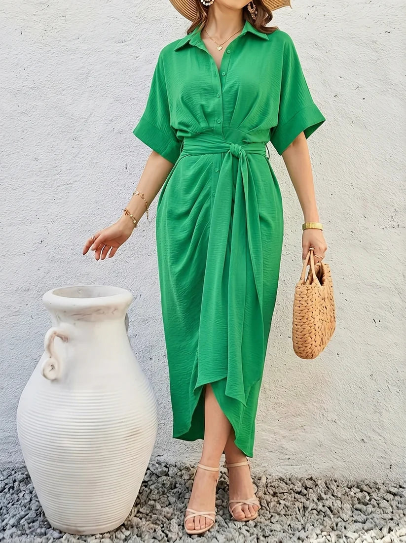 Robe Chemisier Drapée Chic