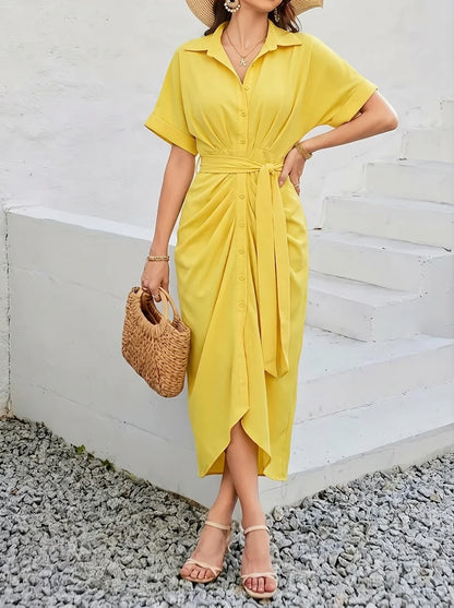 Robe Chemisier Drapée Chic