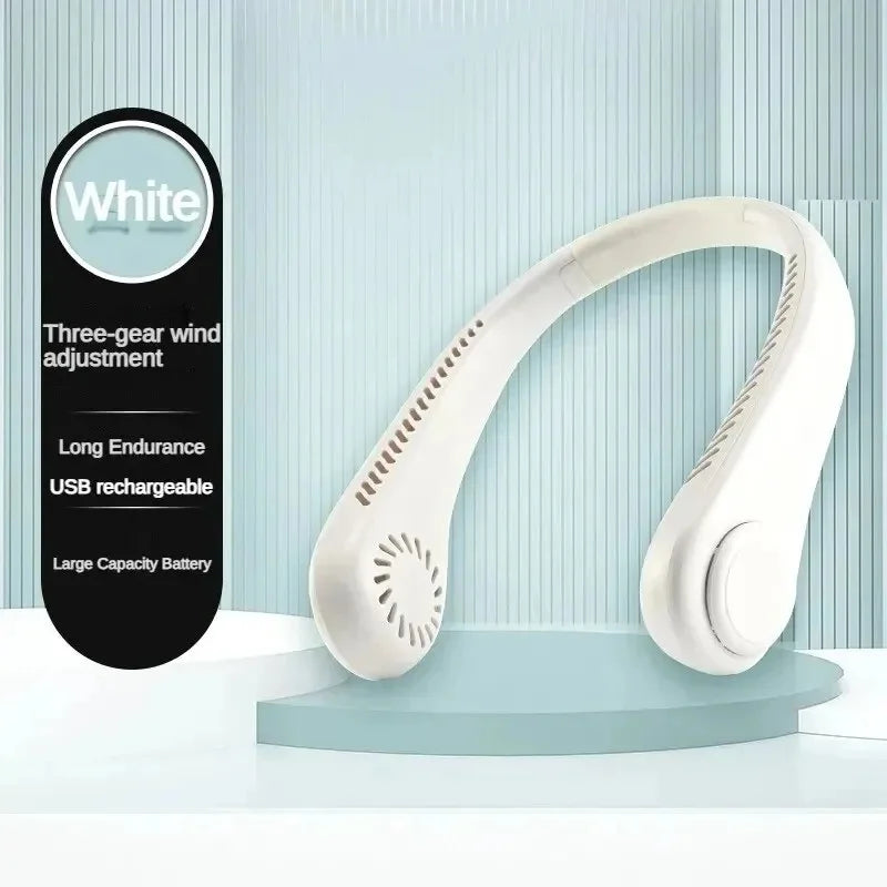 Rechargeable USB Neck Fan 8000mAh LED Display Hands-Free Design