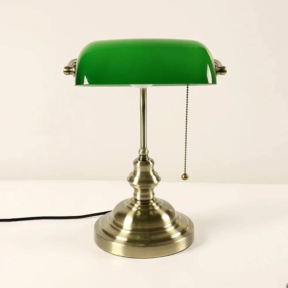 Solara Vintage Green Banker Desk Lamp With Timeless Classic Style
