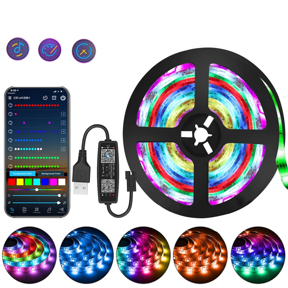 RGB-LED-lyslist med fjernkontroll og appstyring | ribuella