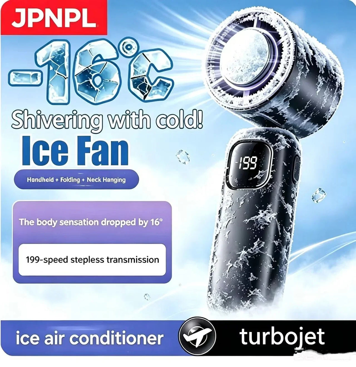 Rechargeable USB Neck Fan 8000mAh LED Display Hands-Free Design
