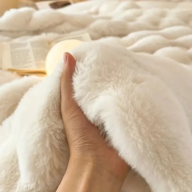 Dual Sided Textured Throw Blanket Soft Plush Cloud Pattern Finish