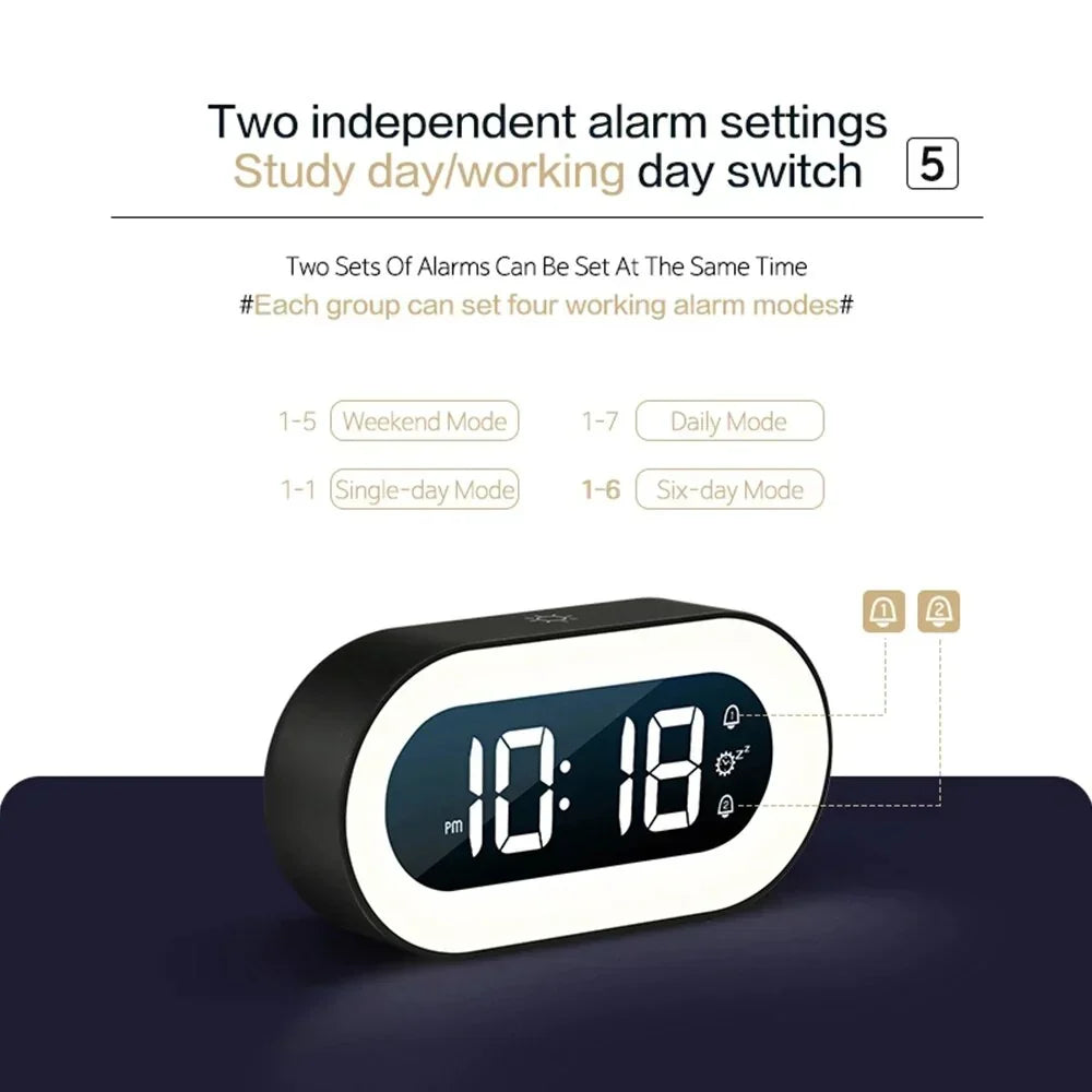 Digital Sunrise Alarm Clock Dimmable Night Light Natural Wake Tones