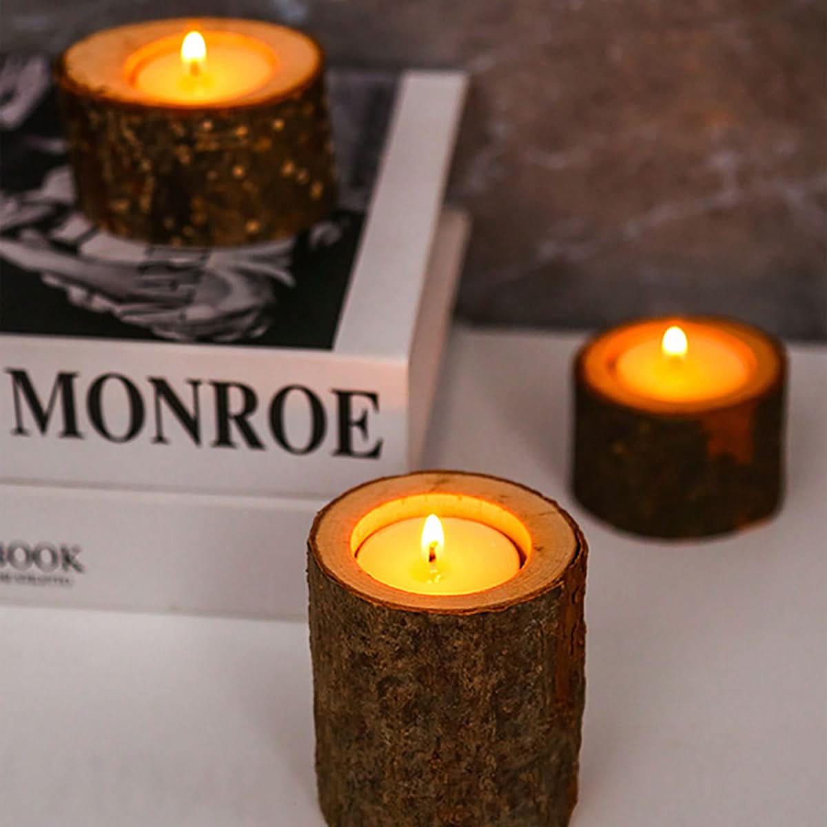 Three-Piece Wooden Tea Light Decoration Set | ribuella