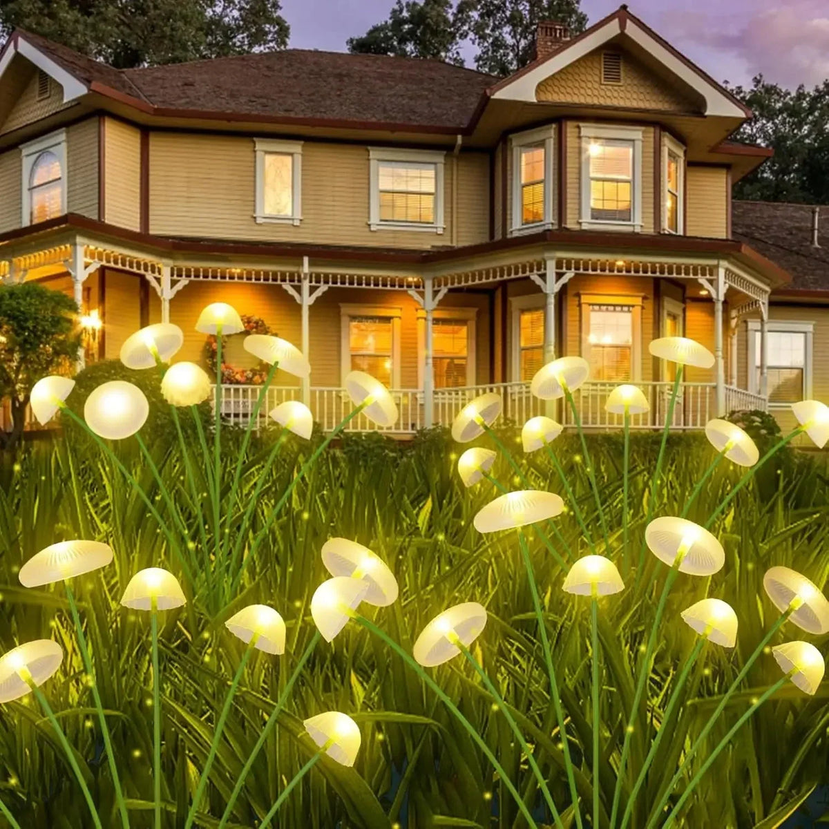 Juego de 2 luces solares de champiñón: 6 cabezales ajustables, RGB o blanco cálido | ribuella