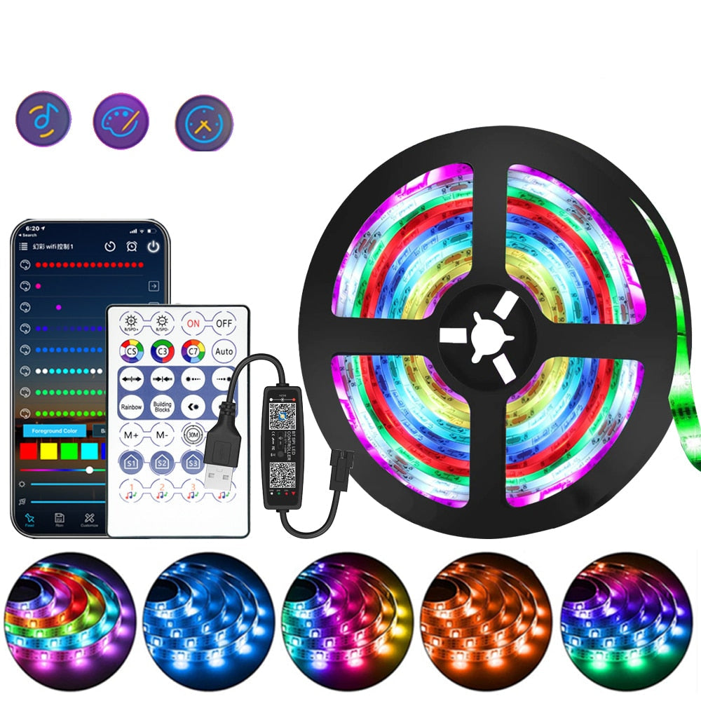 RGB-LED-lyslist med fjernkontroll og appstyring | ribuella