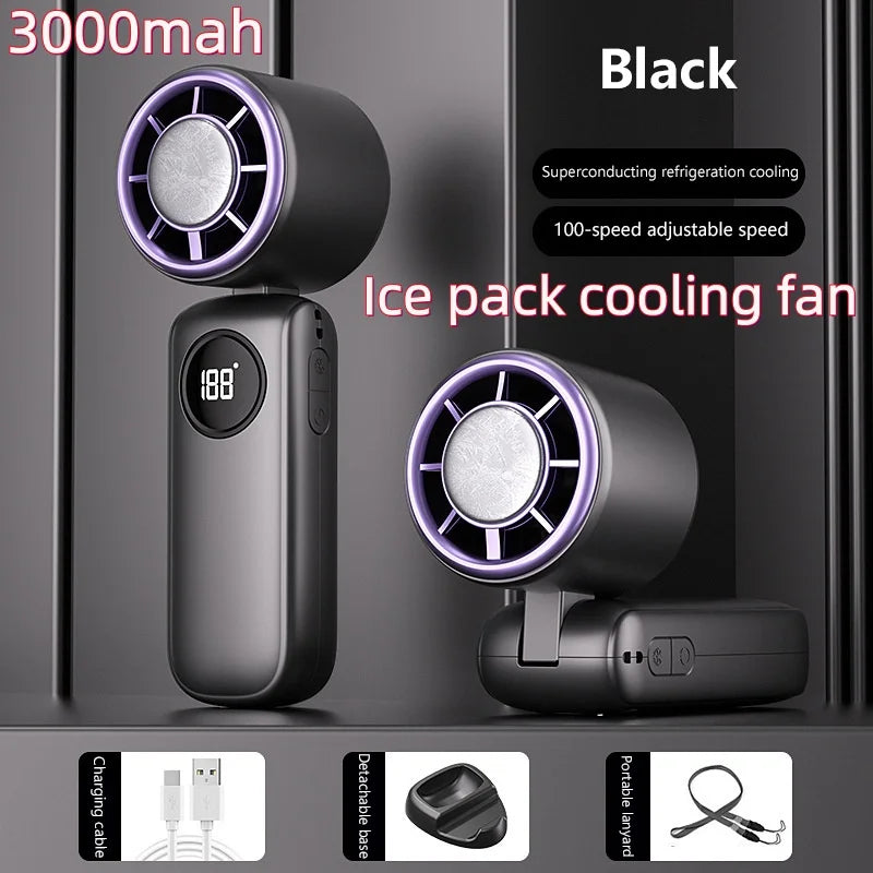 Rechargeable USB Neck Fan 8000mAh LED Display Hands-Free Design