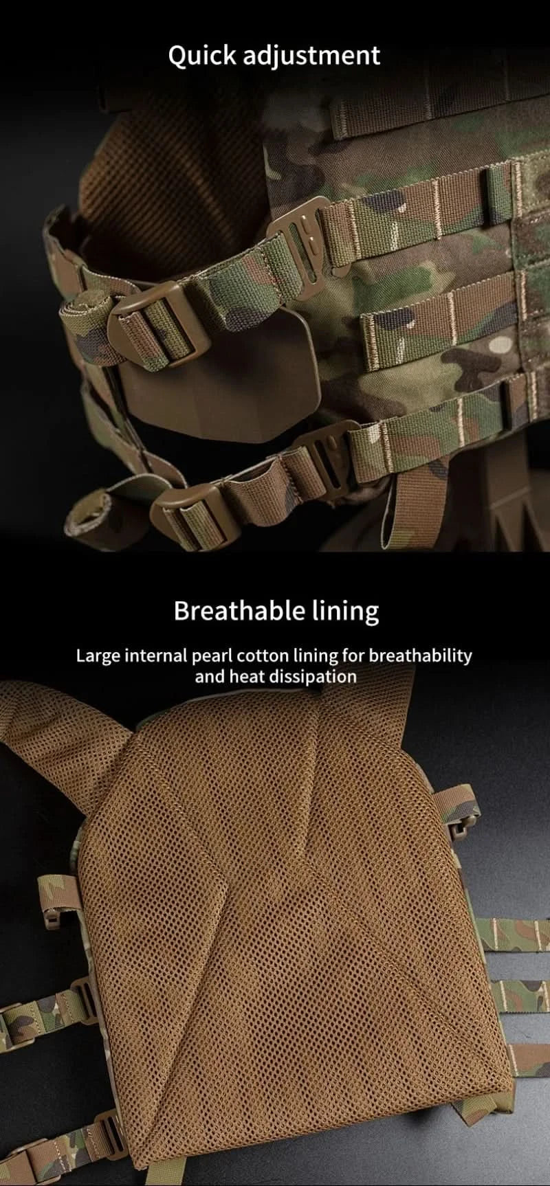 Vestă modulară Vanguard Armor Carrier — sistem de eliberare rapidă, MOLLE decupat cu laser