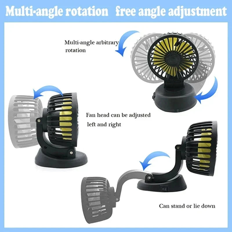 Ventilador automático rotativo – 12 V/24 V/5 V com USB ou isqueiro | ribuella