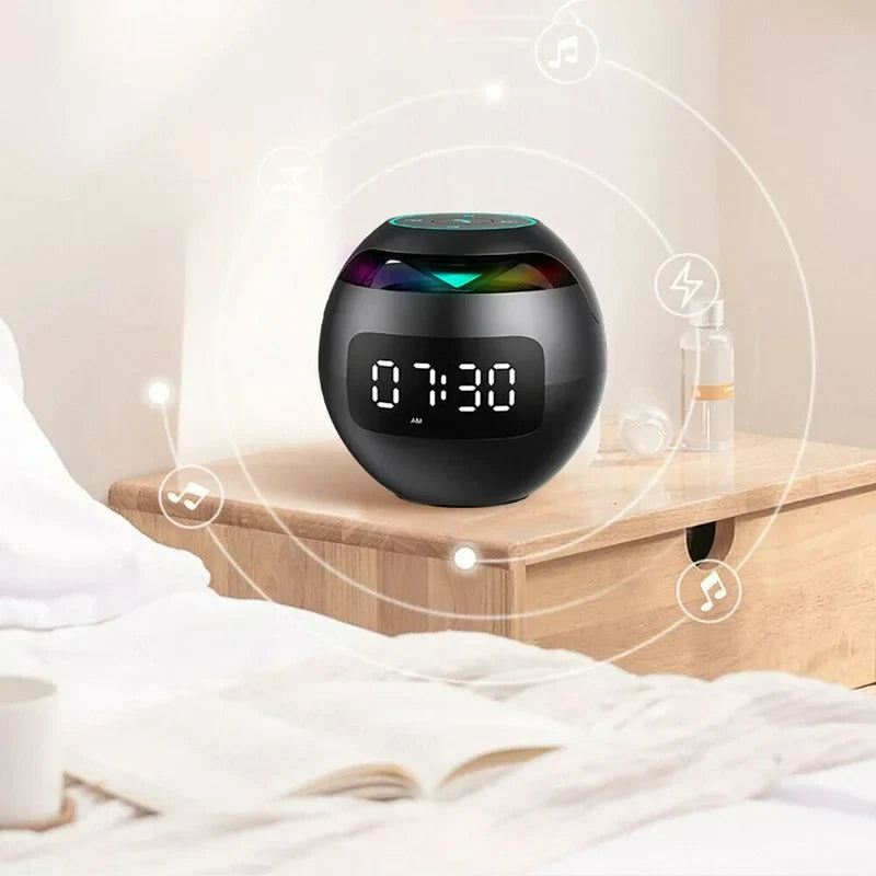 Digital Alarm Clock Bluetooth Speaker Merging Time Display And Ambient Colour LED Lighting