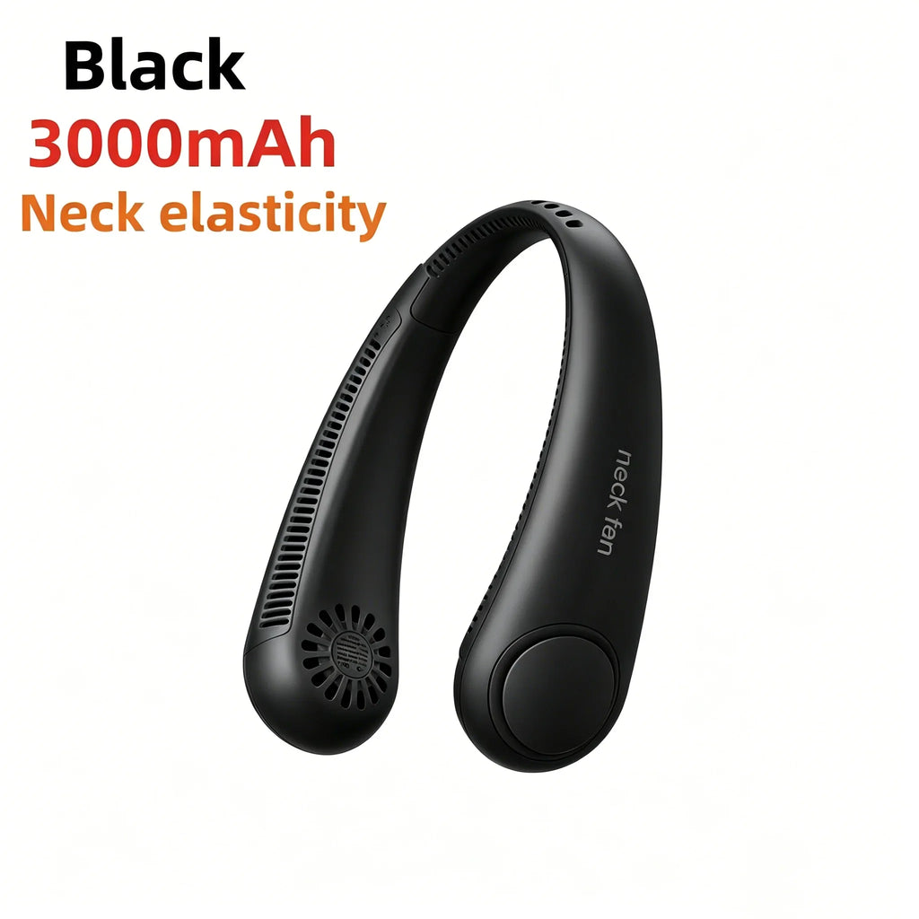 Rechargeable USB Neck Fan 8000mAh LED Display Hands-Free Design