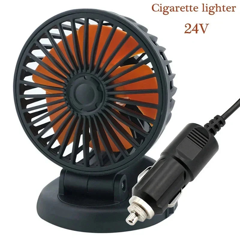Ventilador automático giratorio – 12V/24V/5V con USB o encendedor de cigarrillos | ribuella