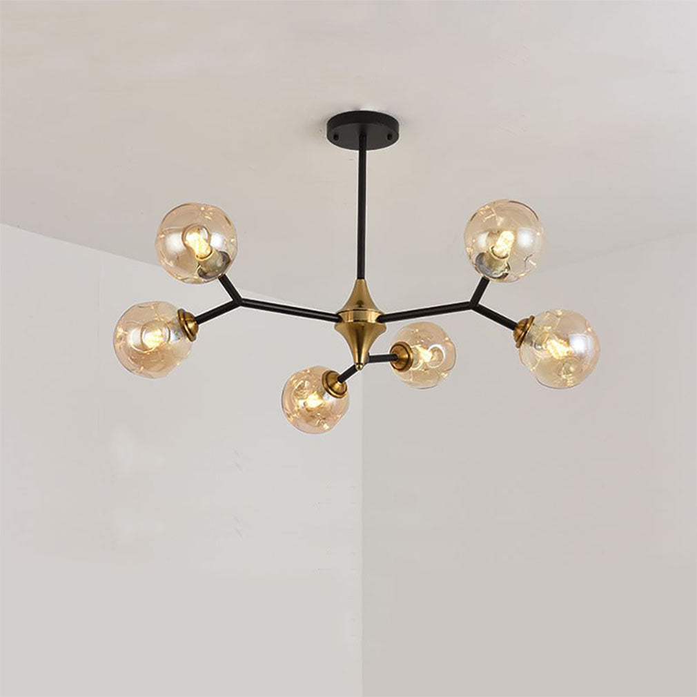 Valentina Amber Glass Bubble Chandelier In Art Deco Style