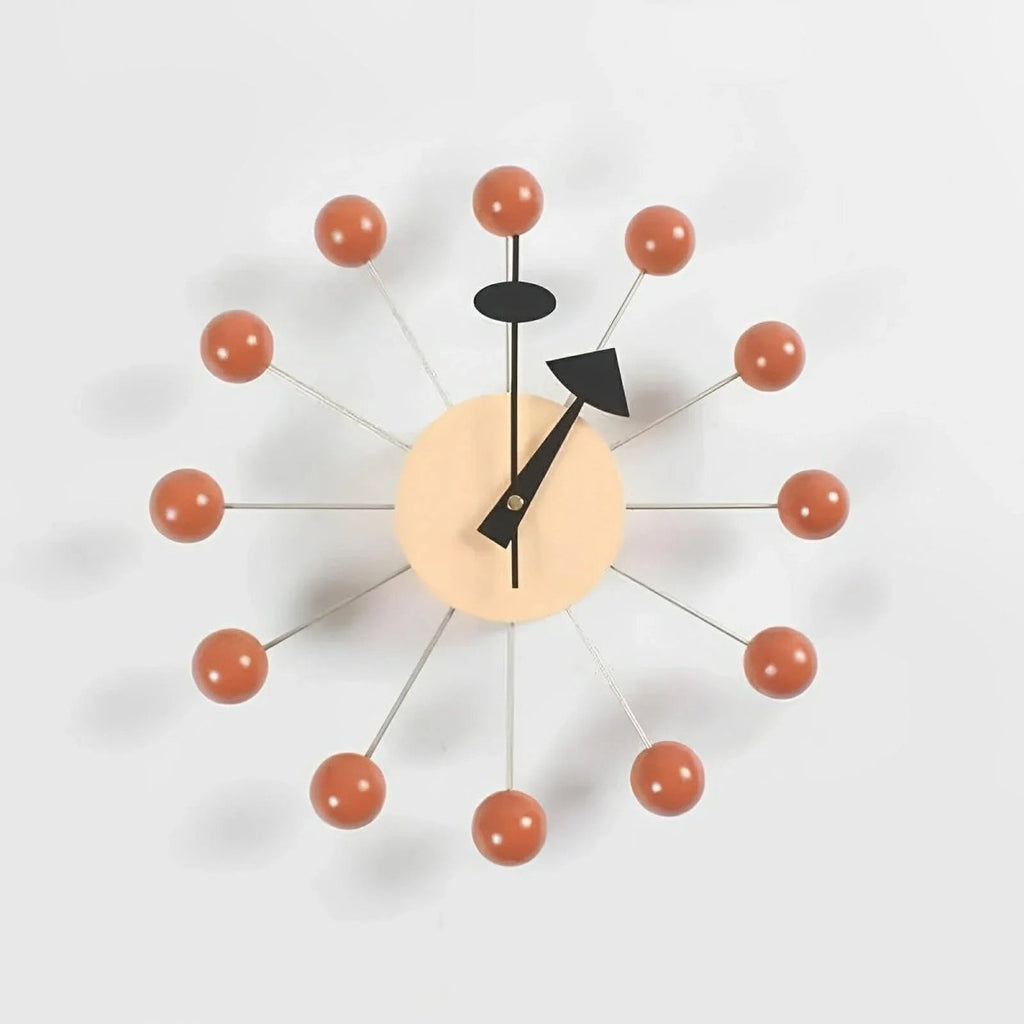 Metallene Wanduhr von Luminara mit Sonnenstrahl-Design, 32 Cm — leises Quarzwerk