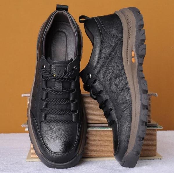 Trailstride Waterproof Leather Hiking Shoes — Moisture-Wicking Comfort
