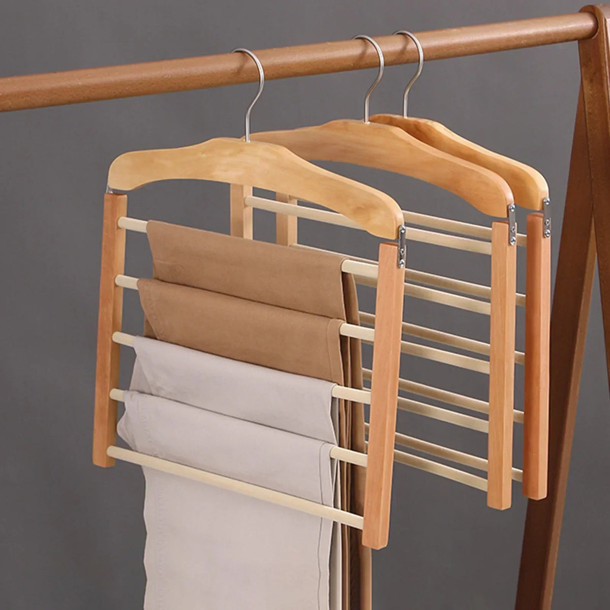 Cintre à pantalons à cinq niveaux, porte-pantalons vertical, organisateur de dressing à plusieurs niveaux
