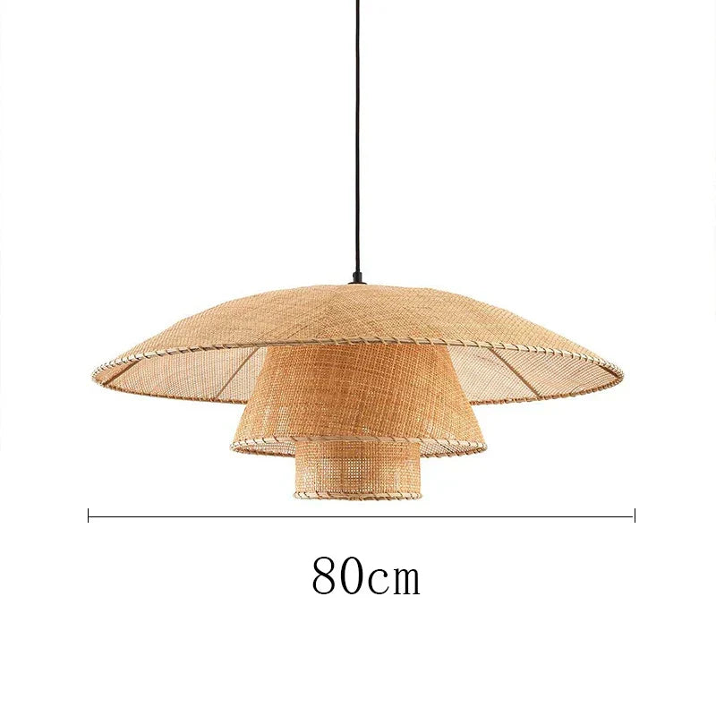 Suspension en rotin Kalena avec abat-jour marron, design vintage