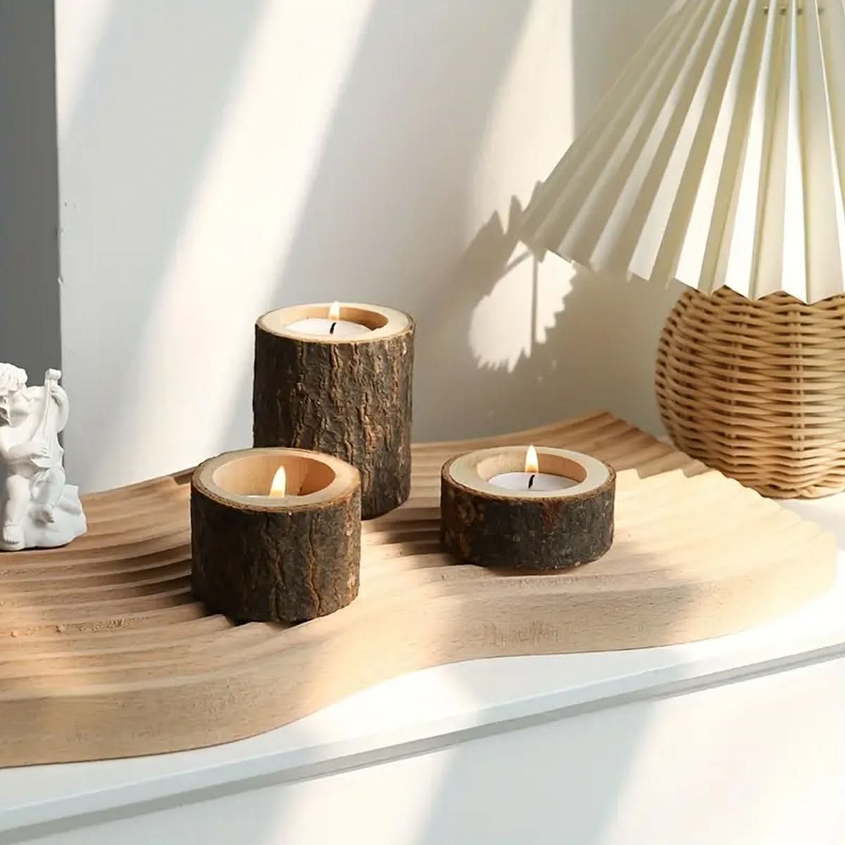 Three-Piece Wooden Tea Light Decoration Set | ribuella
