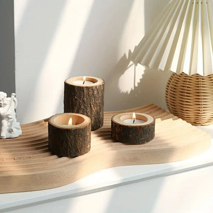 Three-Piece Wooden Tea Light Decoration Set | ribuella