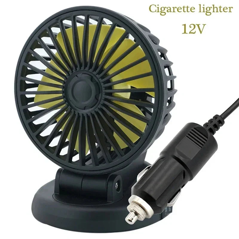 Ventilador automático giratorio – 12V/24V/5V con USB o encendedor de cigarrillos | ribuella