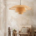 Suspension en rotin Kalena avec abat-jour marron, design vintage