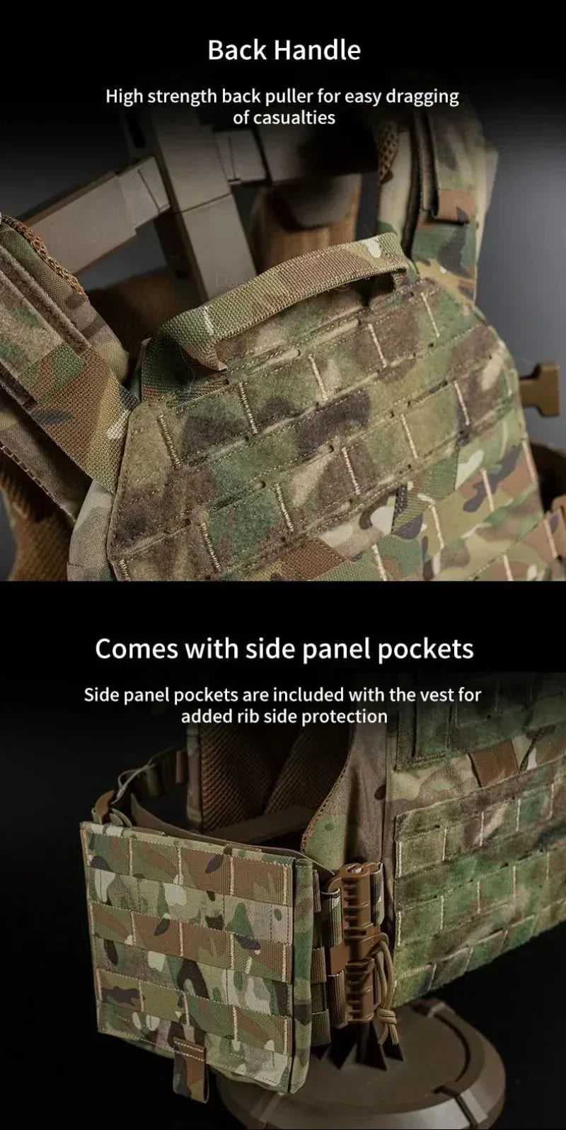 Vestă modulară Vanguard Armor Carrier — sistem de eliberare rapidă, MOLLE decupat cu laser