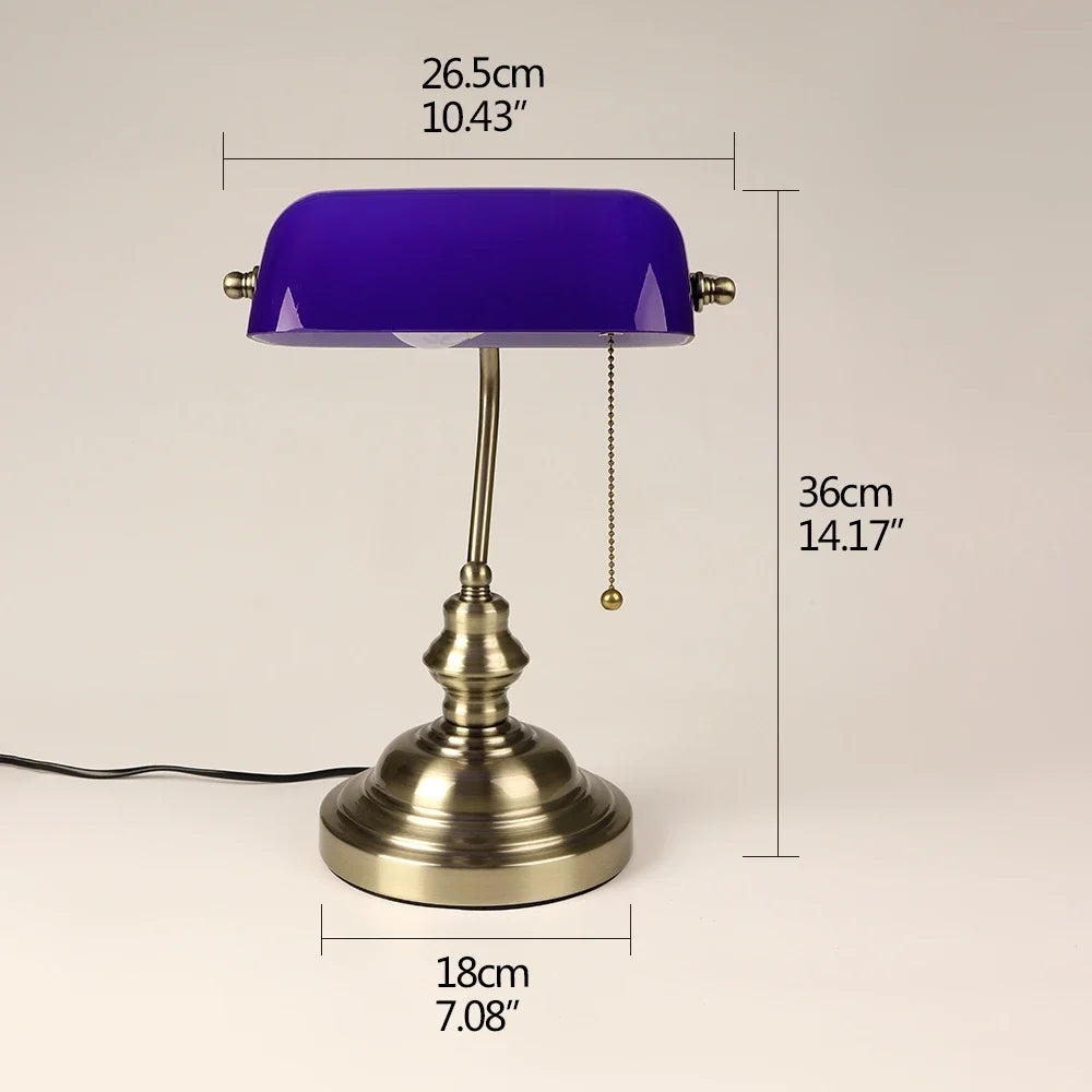 Solara Vintage Green Banker Desk Lamp With Timeless Classic Style