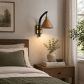 Scandinavian Modern Wall Light Wall Mounted Wooden Arm Brass Backplate LED Downlight | ribuella