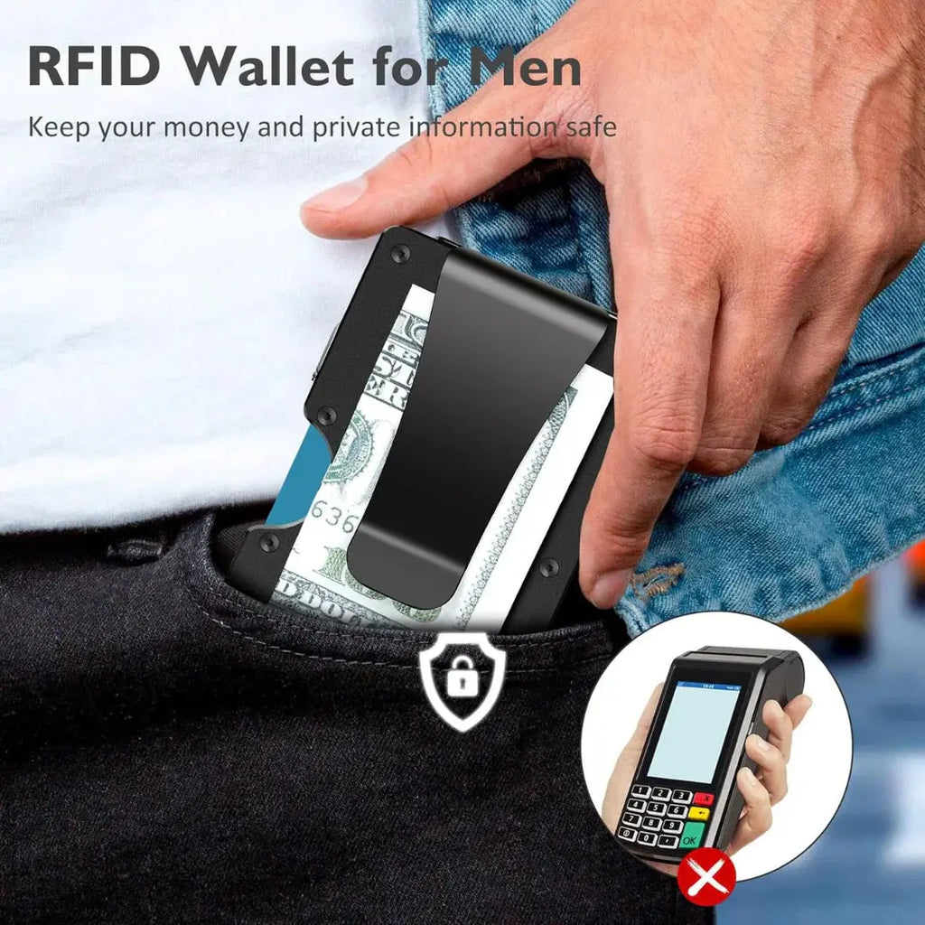 Kovové pouzdro na karty s blokováním RFID – pojme 12 karet, včetně spony na bankovky, 4 styly | ribuella