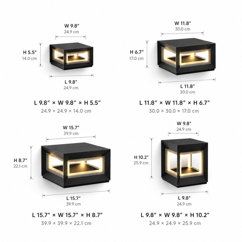 Modern Outdoor Post Light Rectangular Stainless Steel Waterproof LED Solar Hardwired | ribuella