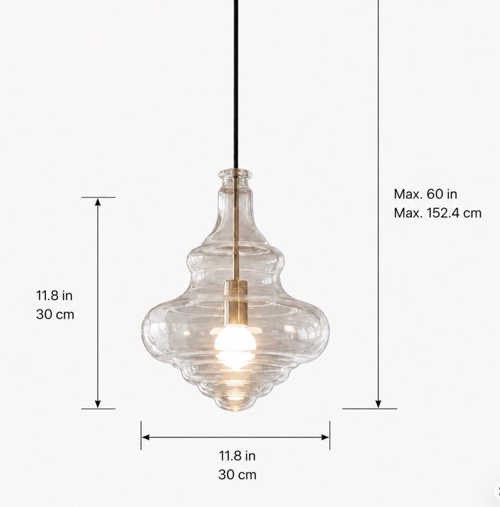 Suspension moderne en verre avec structure LED suspendue réglable pour l’éclairage de la cuisine | ribuella