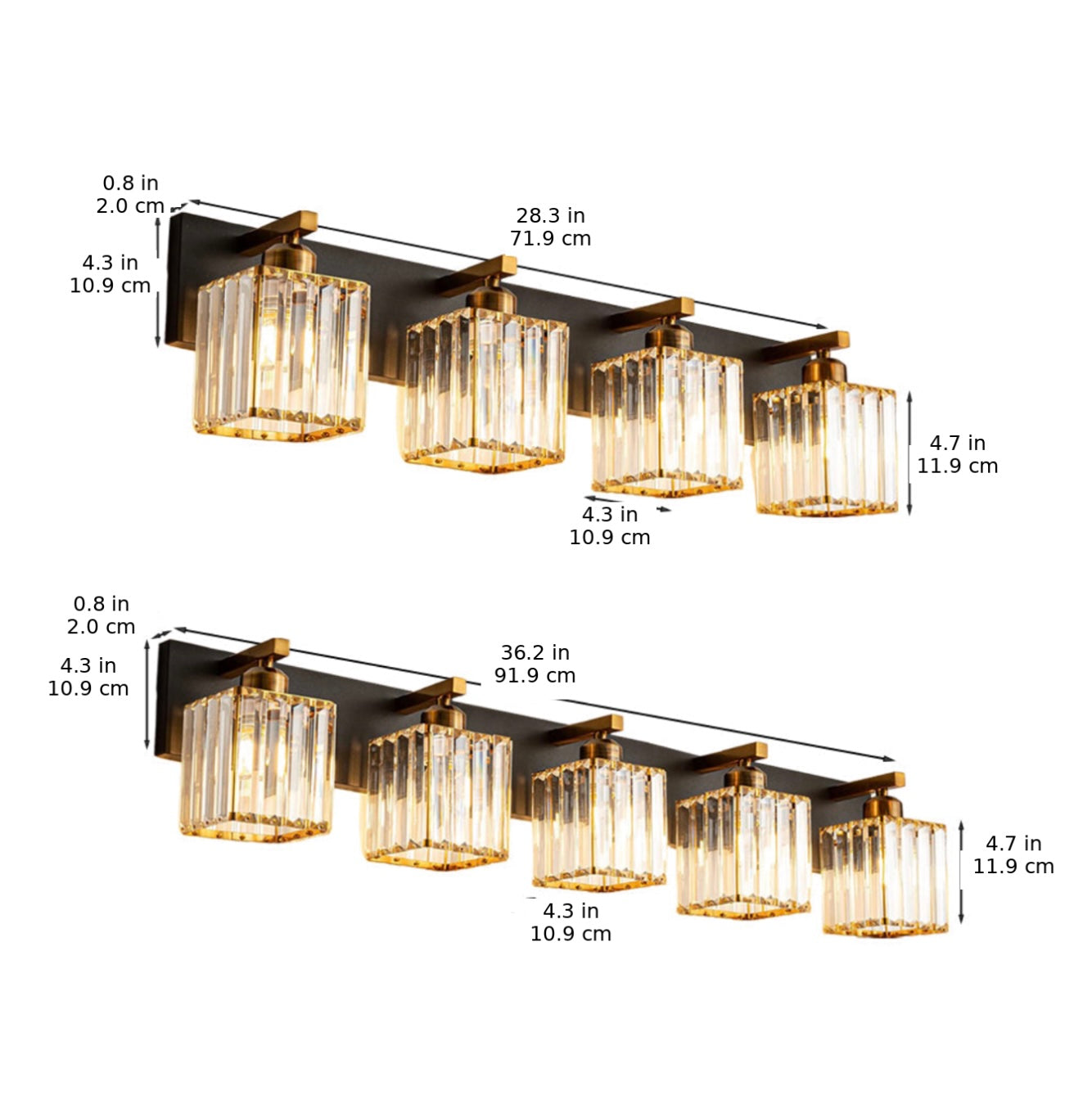 Modern Wall Sconce Lighting Hardwired Metal Crystal Shade 4-Light Design for Elegant Home Decor | ribuella