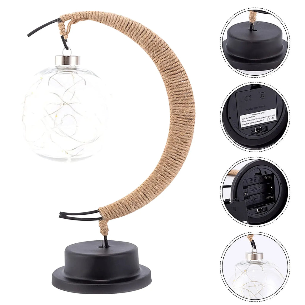 Dekorativ bordlampe med stemningsfuldt måneskær og blødt, lysende design