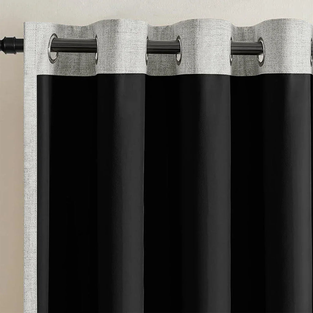 SereneShade – Cortinas de linho com bloqueio total da luz, em conjunto de 2 painéis | ribuella