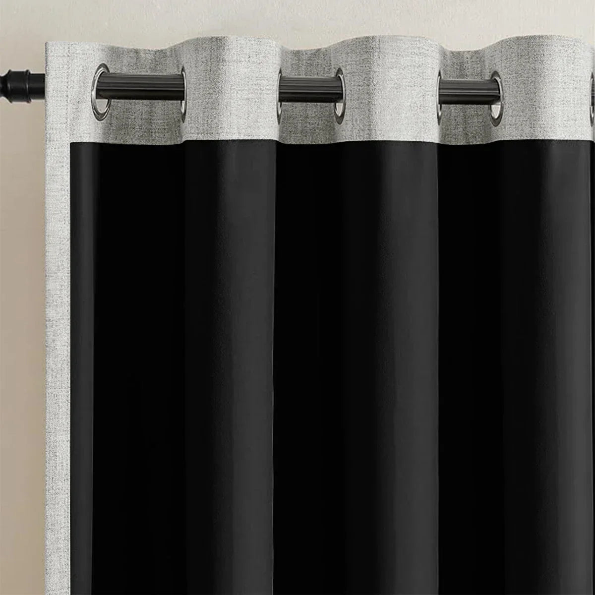 SereneShade – Cortinas de linho com bloqueio total da luz, em conjunto de 2 painéis | ribuella