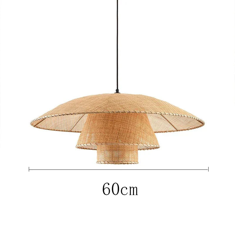 Suspension en rotin Kalena avec abat-jour marron, design vintage